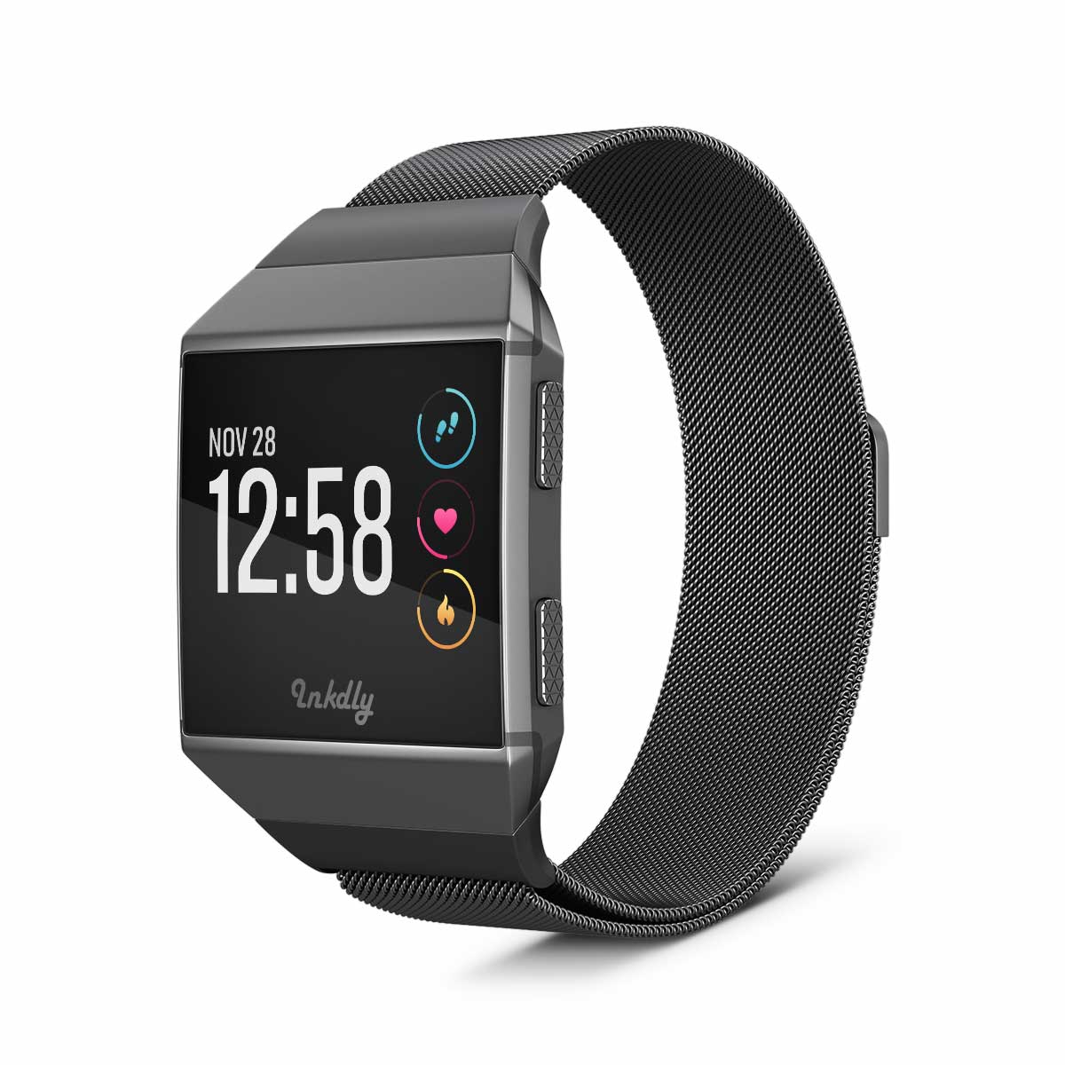 Milanese Fitbit Ionic Band Replacement Magnetic Lock Black Night  