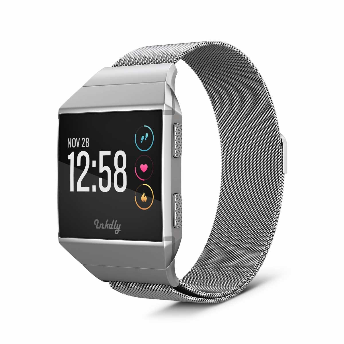 Milanese Fitbit Ionic Band Replacement Magnetic Lock Silver Steel  