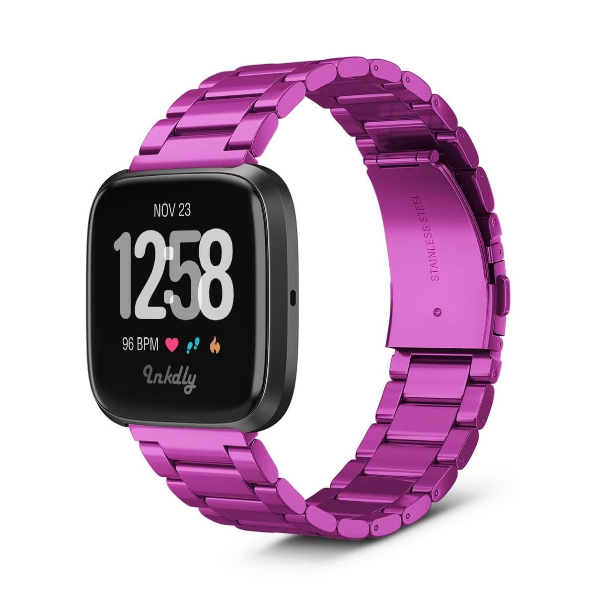 Boss Fitbit Versa & Versa 2 Band Replacement Stainless Link Purple Sangria  