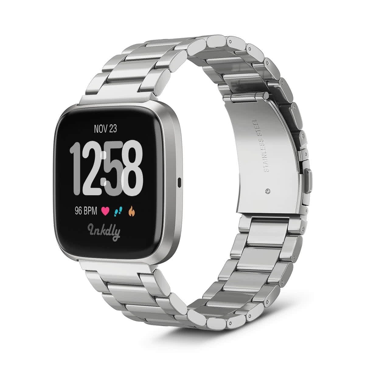 Boss Fitbit Versa & Versa 2 Band Replacement Stainless Link Silver Steel  