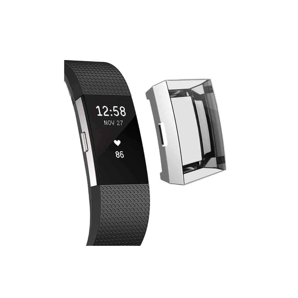 Slimfit Fitbit Charge 2 Protective Case & Screen Protector Silver  