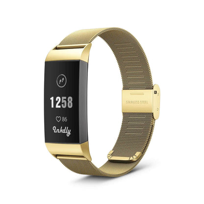 Milanese Fitbit Charge 3 & Charge 4 Band Replacement Quick Release Gold Honour  