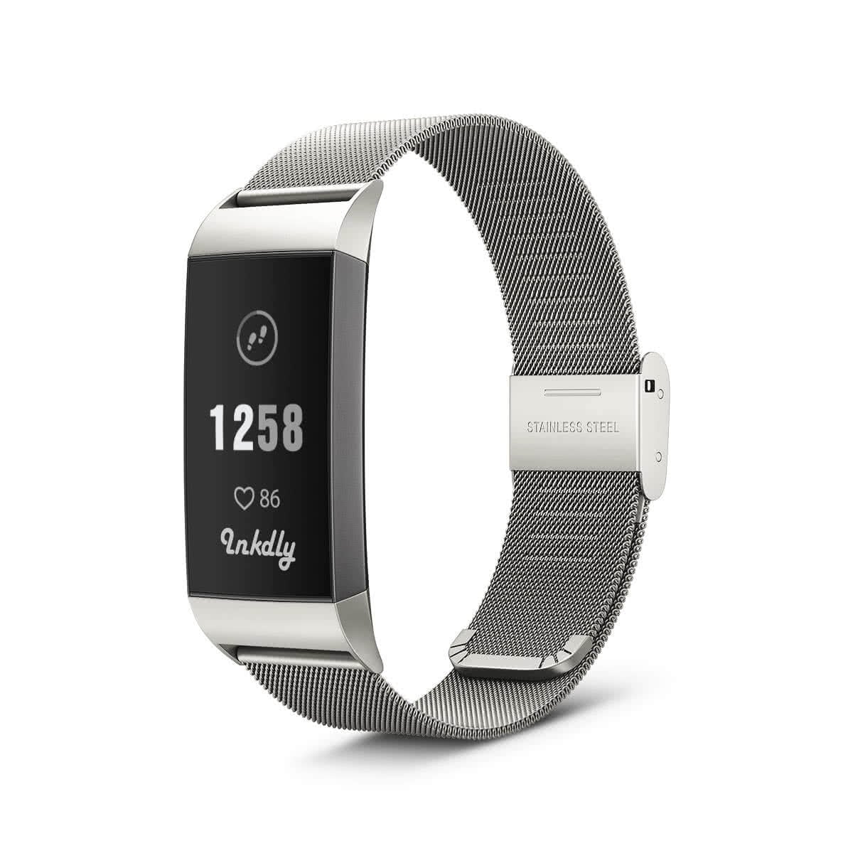 Milanese Fitbit Charge 3 & Charge 4 Band Replacement Quick Release Silver Steel  