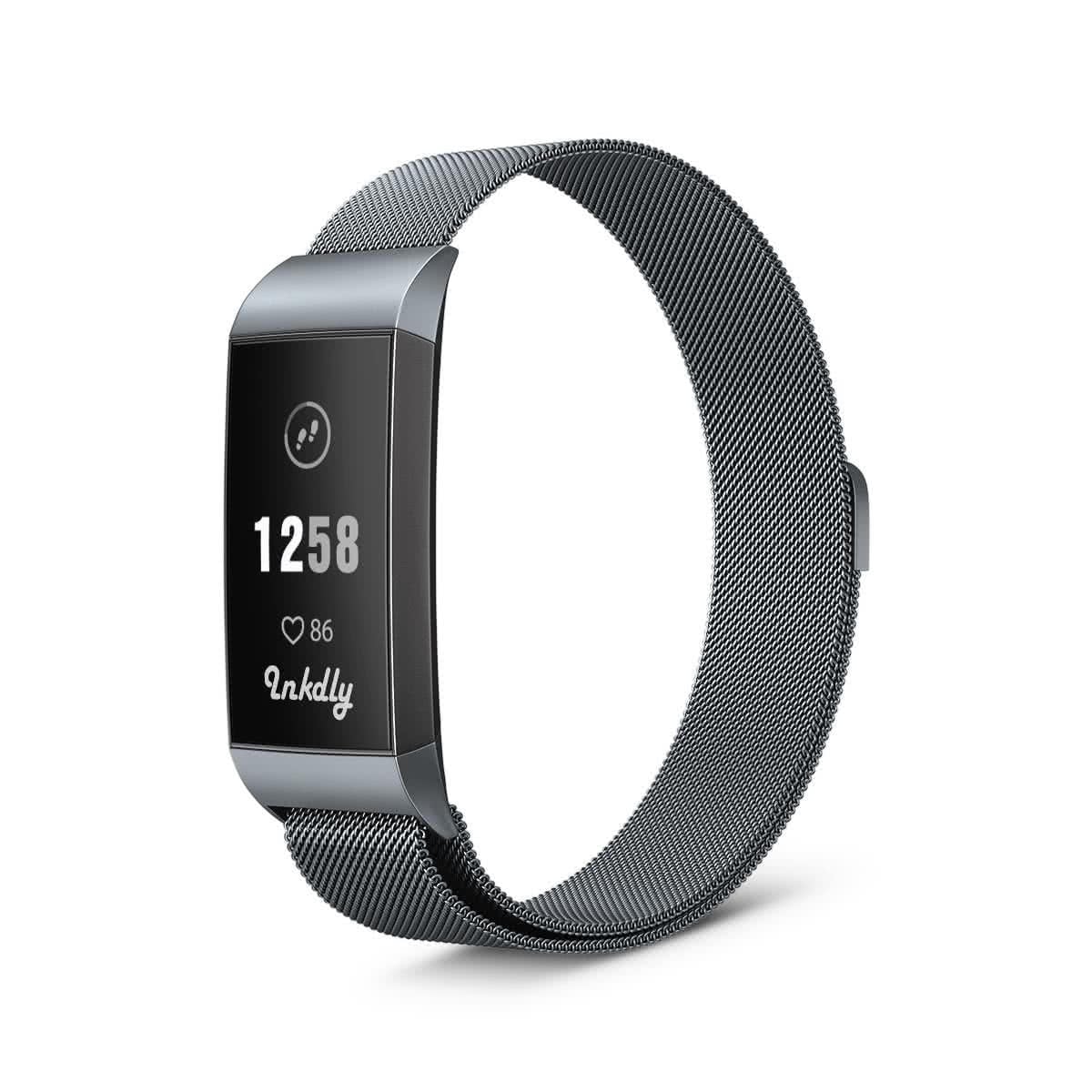 Milanese Fitbit Charge 3 & Charge 4 Band Replacement Magnetic Lock Space Grey  
