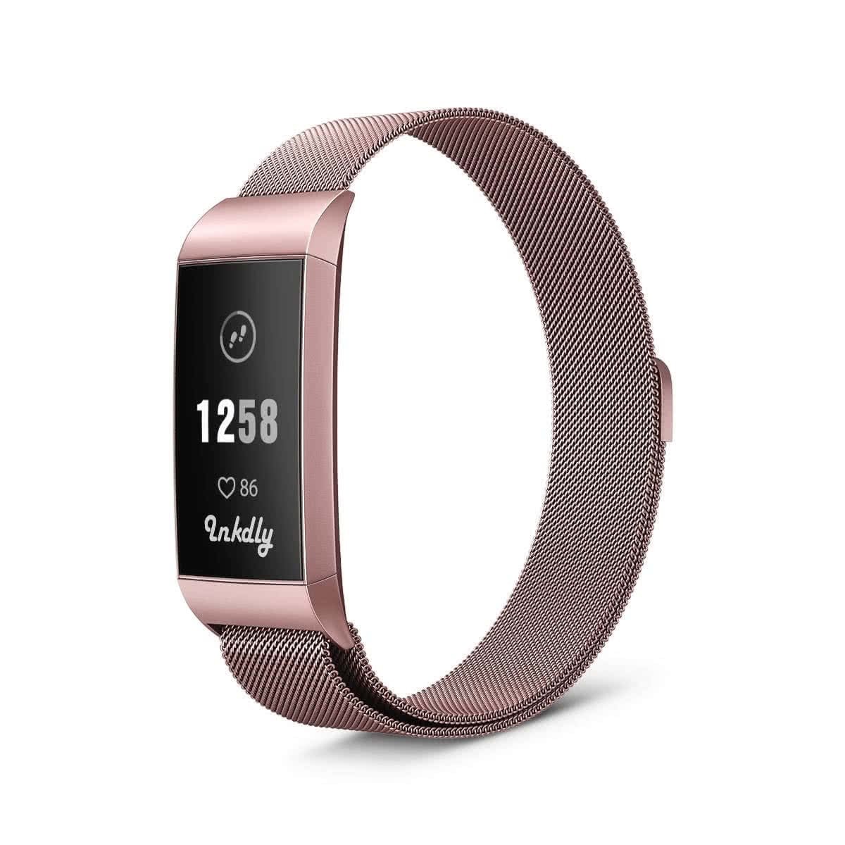 Milanese Fitbit Charge 3 & Charge 4 Band Replacement Magnetic Lock Special Edition Rose Gold  