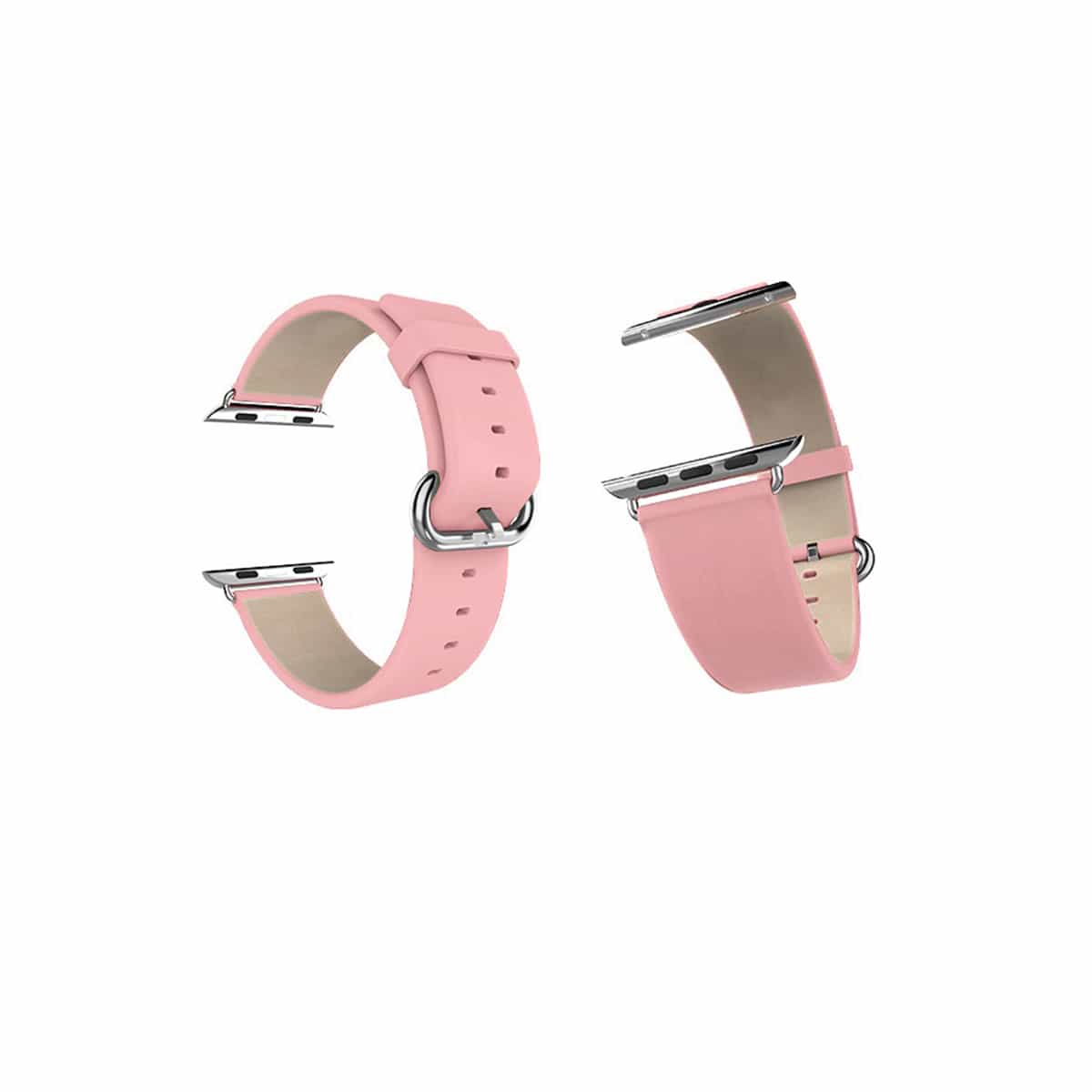 Classic Leather Apple Watch Bands Replacement Strap 38MM/40MM/41MM Pink 