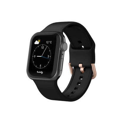 Sport Apple Watch Bands with Rose Gold Buckle 42mm/44mm/45mm Black 