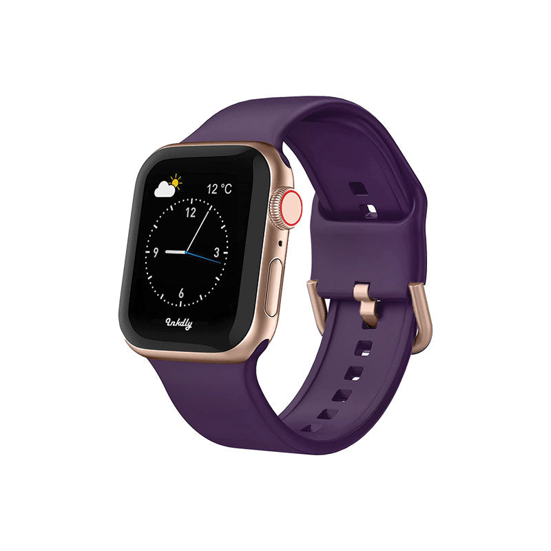 Sport Apple Watch Bands with Rose Gold Buckle 42mm/44mm/45mm Dark Purple 