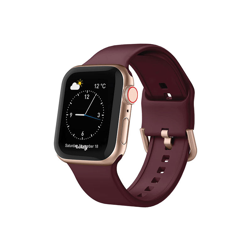 Sport Apple Watch Bands with Rose Gold Buckle 42mm/44mm/45mm Wine Red 