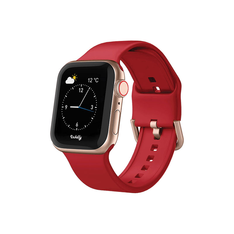 Sport Apple Watch Bands with Rose Gold Buckle 42mm/44mm/45mm Red 