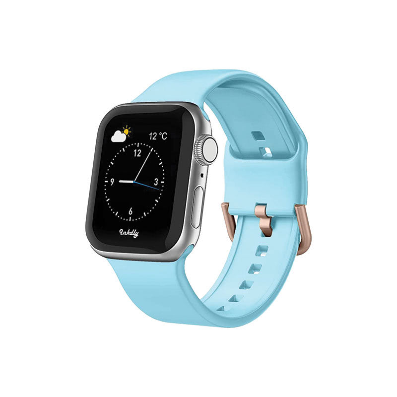 Sport Apple Watch Bands with Rose Gold Buckle 42mm/44mm/45mm Sky Blue 