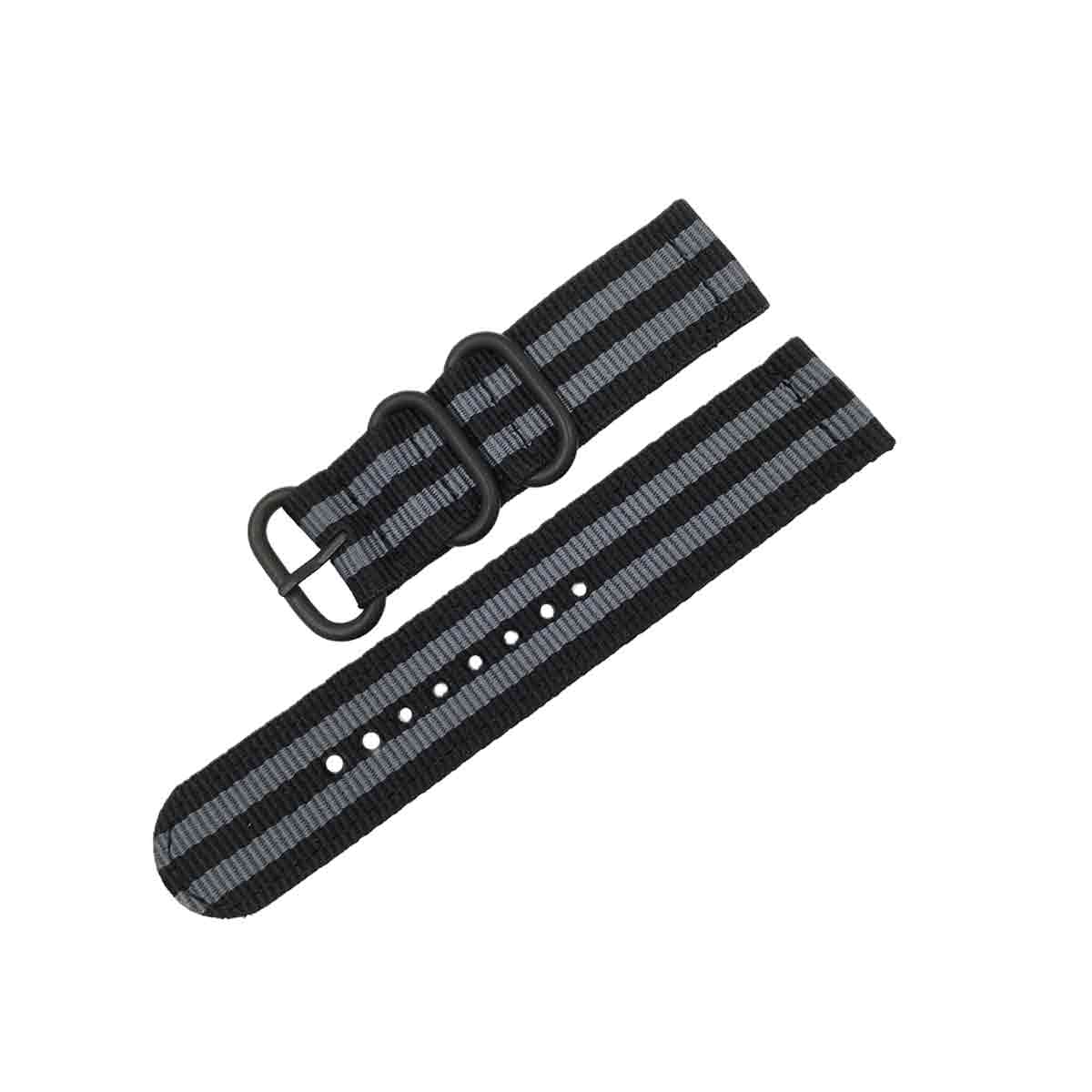 NATO Garmin Fenix 5S & 5S Plus Replacement Bands (20mm) Black + Grey Stripe  