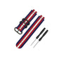 NATO Garmin Forerunner 230/235/630/220/620/735 Replacement Bands Blue + Red + Rice White Stripe  