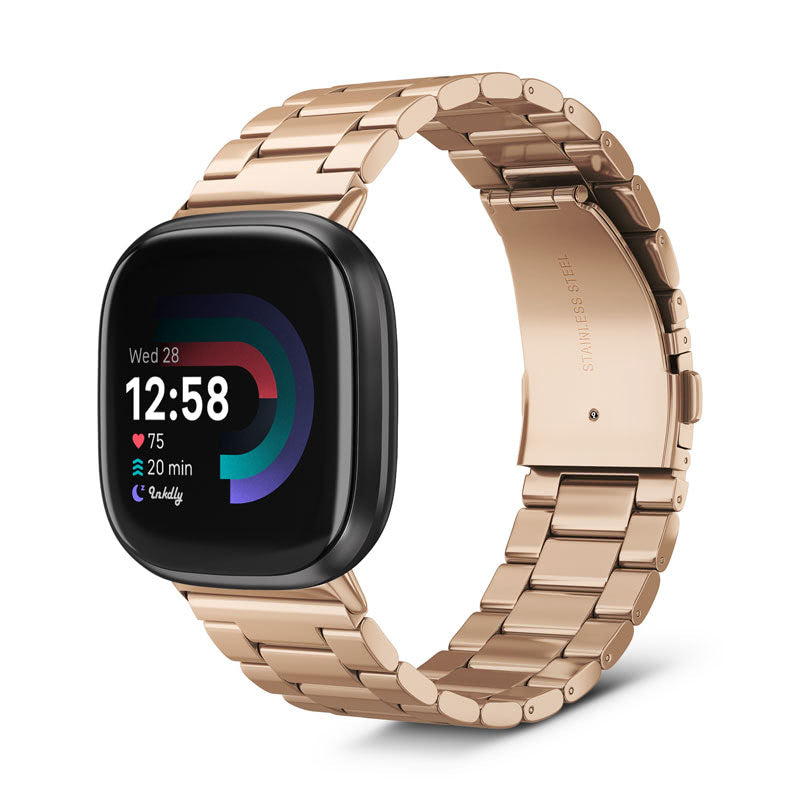 Boss Fitbit Versa 4 & Sense 2 Band Replacement Stainless Link Traditional Rose Gold  