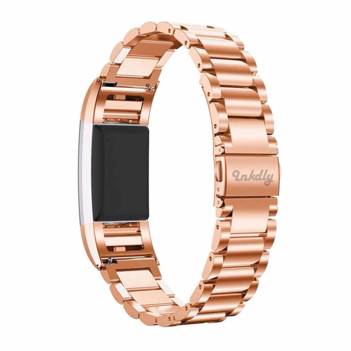 Boss Fitbit Charge 2 Replacement Band Stainless Link Traditional Rose Gold  