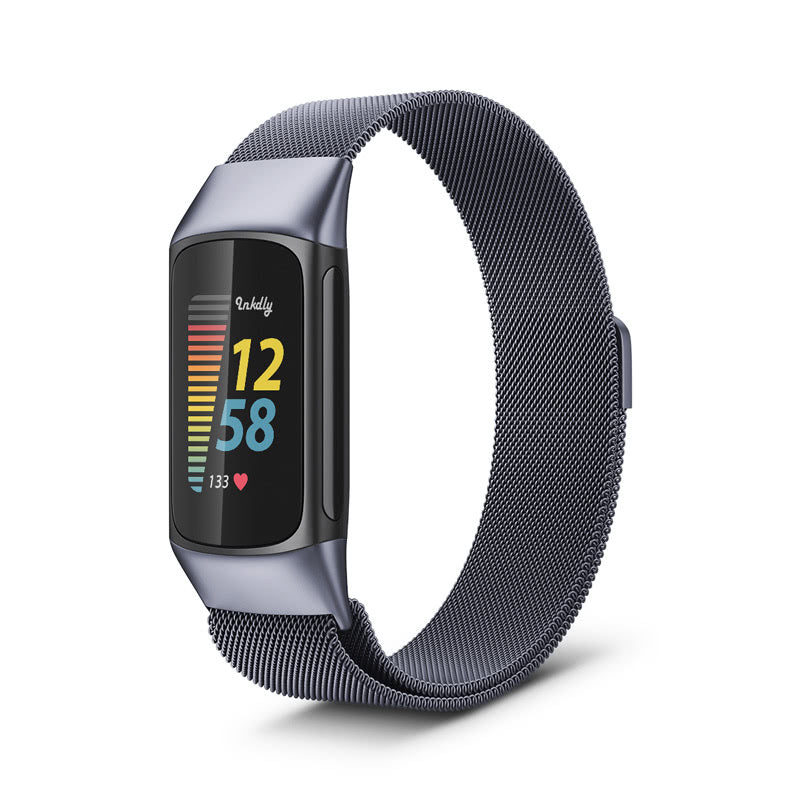 Milanese Fitbit Charge 5 Band Replacement Magnetic Lock Space Grey  