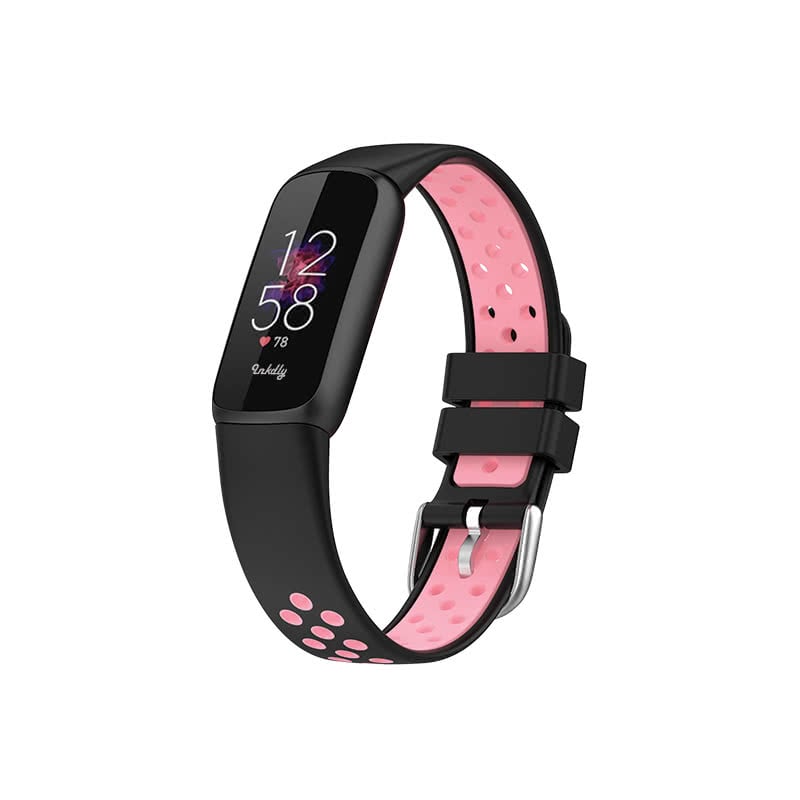 Airvent Fitbit Luxe Bands Replacement Sports Strap Black + Pink Vents  