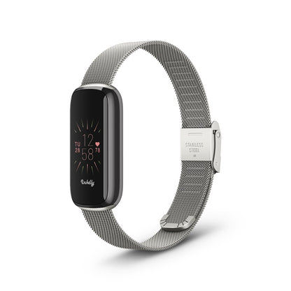 Milanese Fitbit Luxe Band with Quick Release Silver Steel  