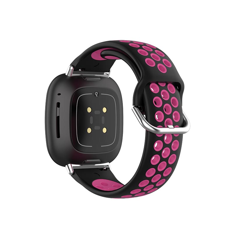 AirVent Fitbit Versa 3 & Sense Sports Bands Black + Rose Red Vents  