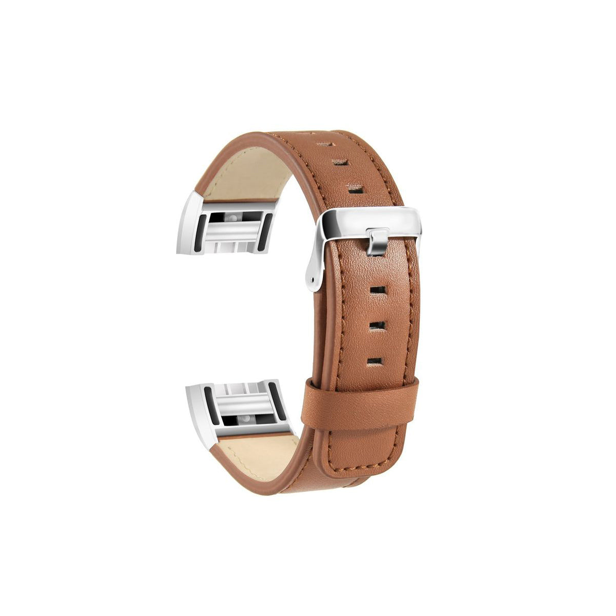 Leather Fitbit Charge 2 Band Replacement Strap with Stainless Buckle Light Brown  