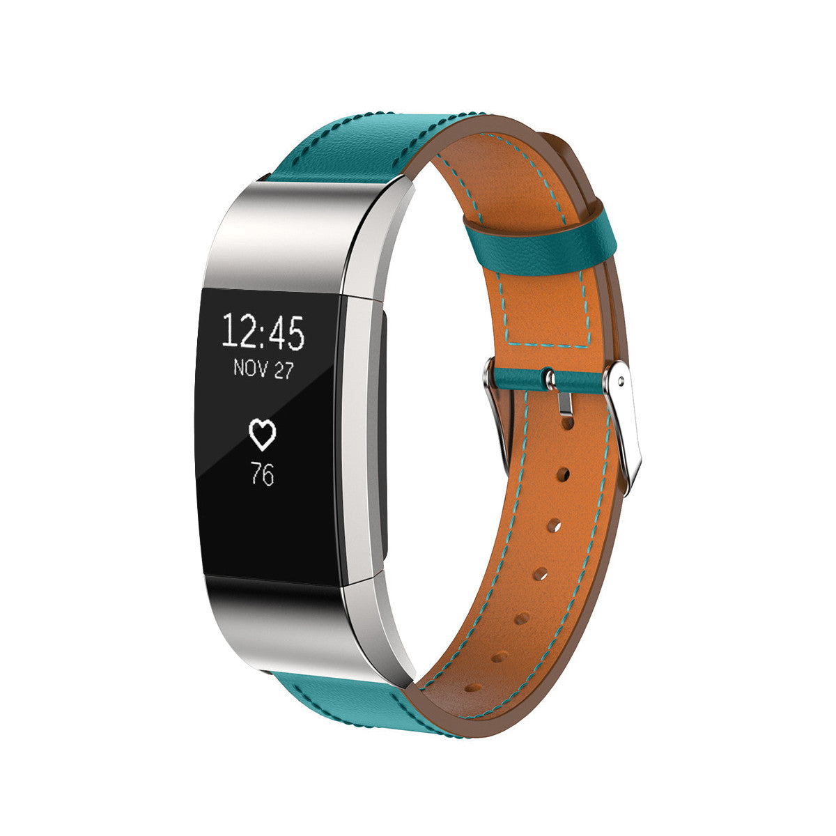 Leather Fitbit Charge 2 Band Replacement Strap with Stainless Buckle Teal  