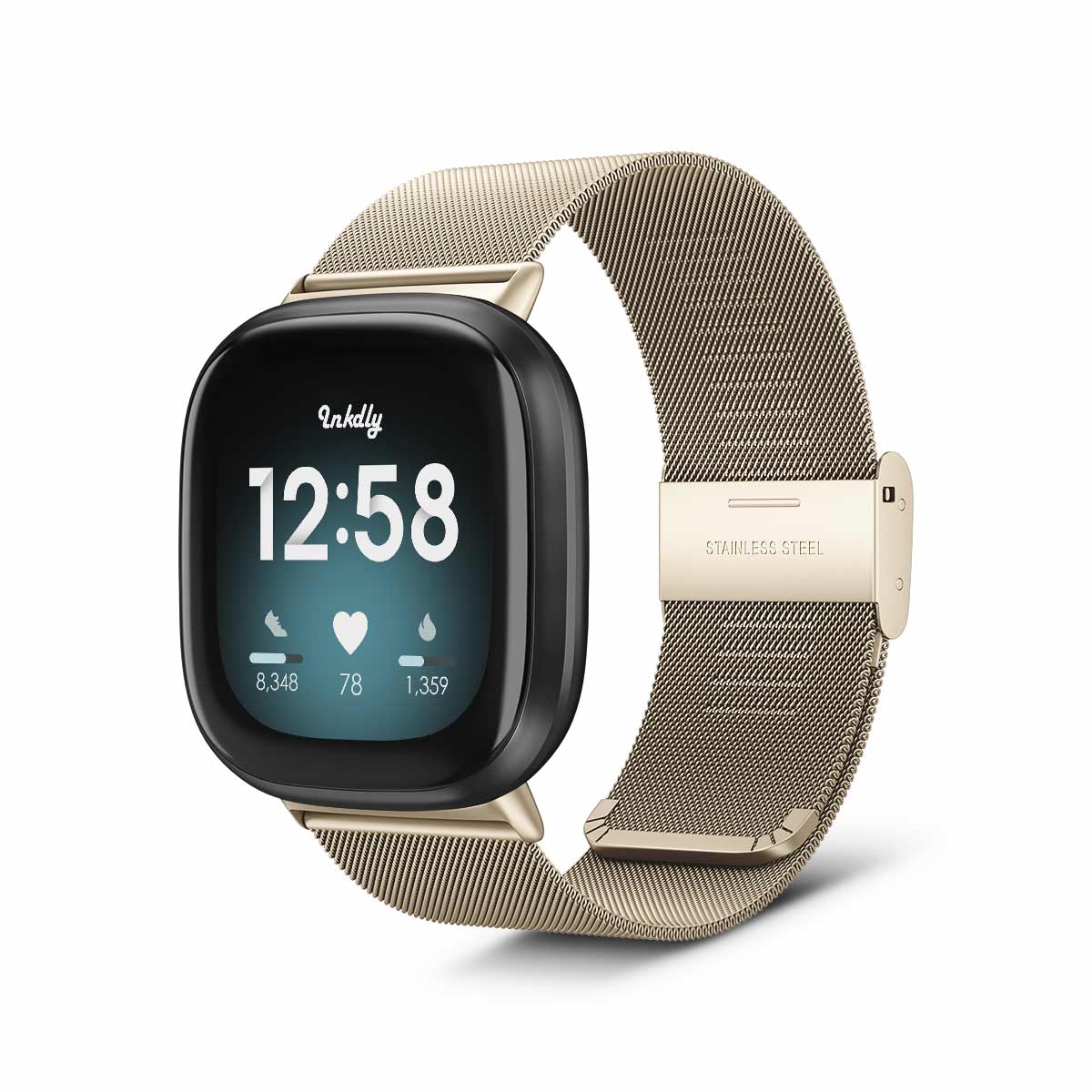 Milanese Fitbit Versa 3 & Sense Band Replacement Quick Release Soft Gold  