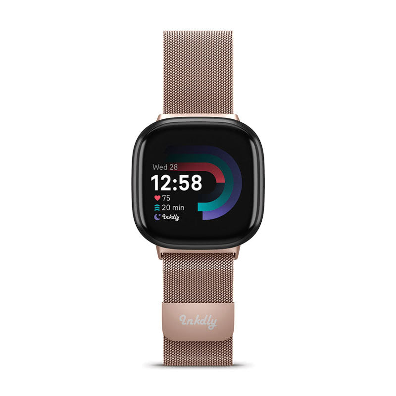 Milanese Fitbit Versa 4 & Sense 2 Band with Magnetic Lock Special Edition Rose Gold  
