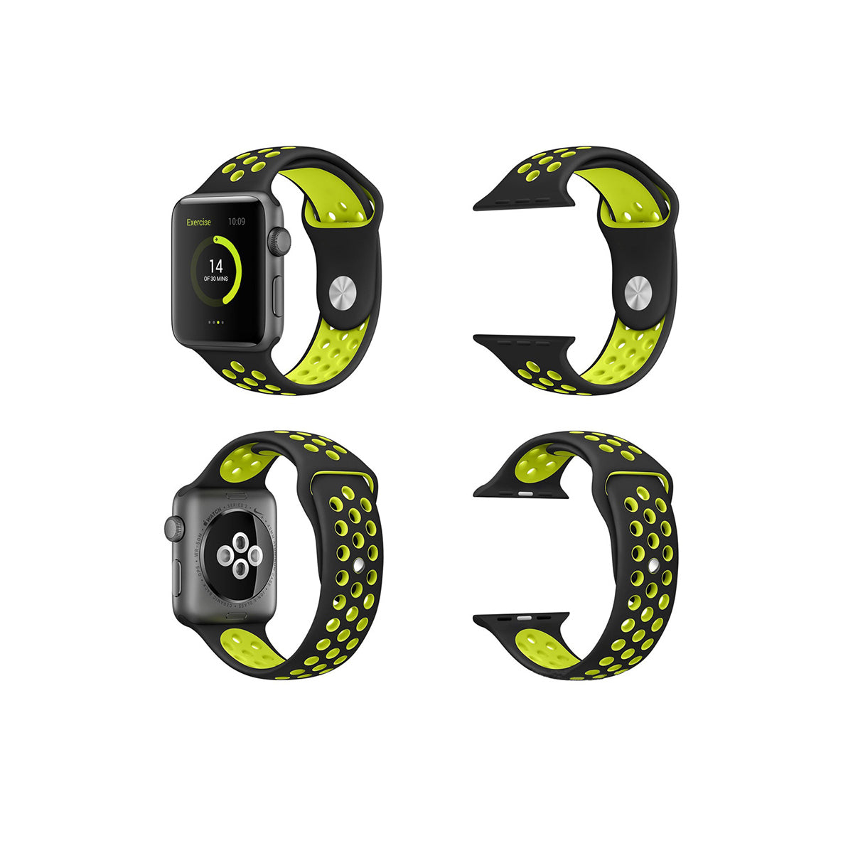 Airvent Apple Watch Bands Replacement Strap 38MM/40MM/41MM Black + Yellow Vents 