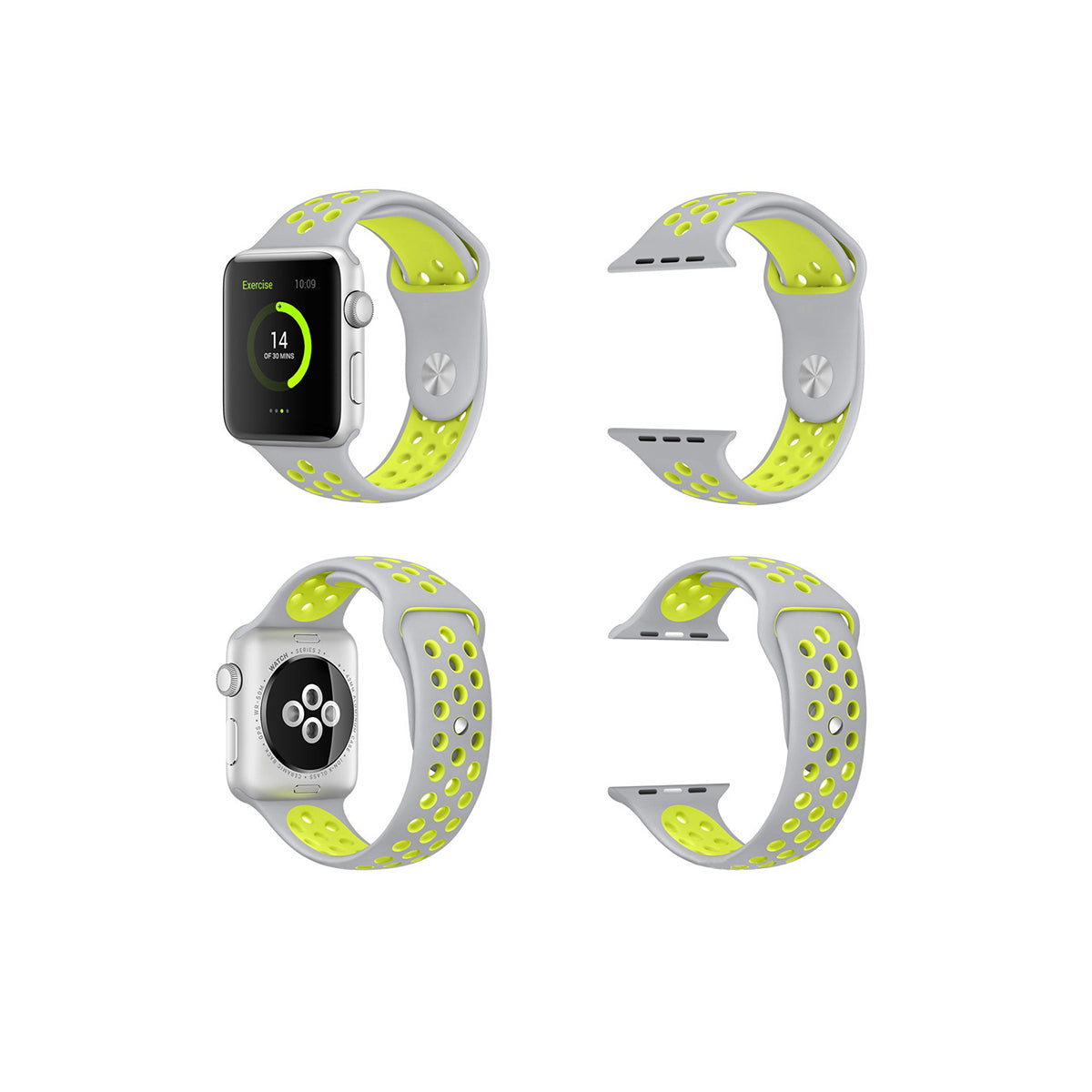 Airvent Apple Watch Bands Replacement Strap 38MM/40MM/41MM Grey + Yellow Vents 