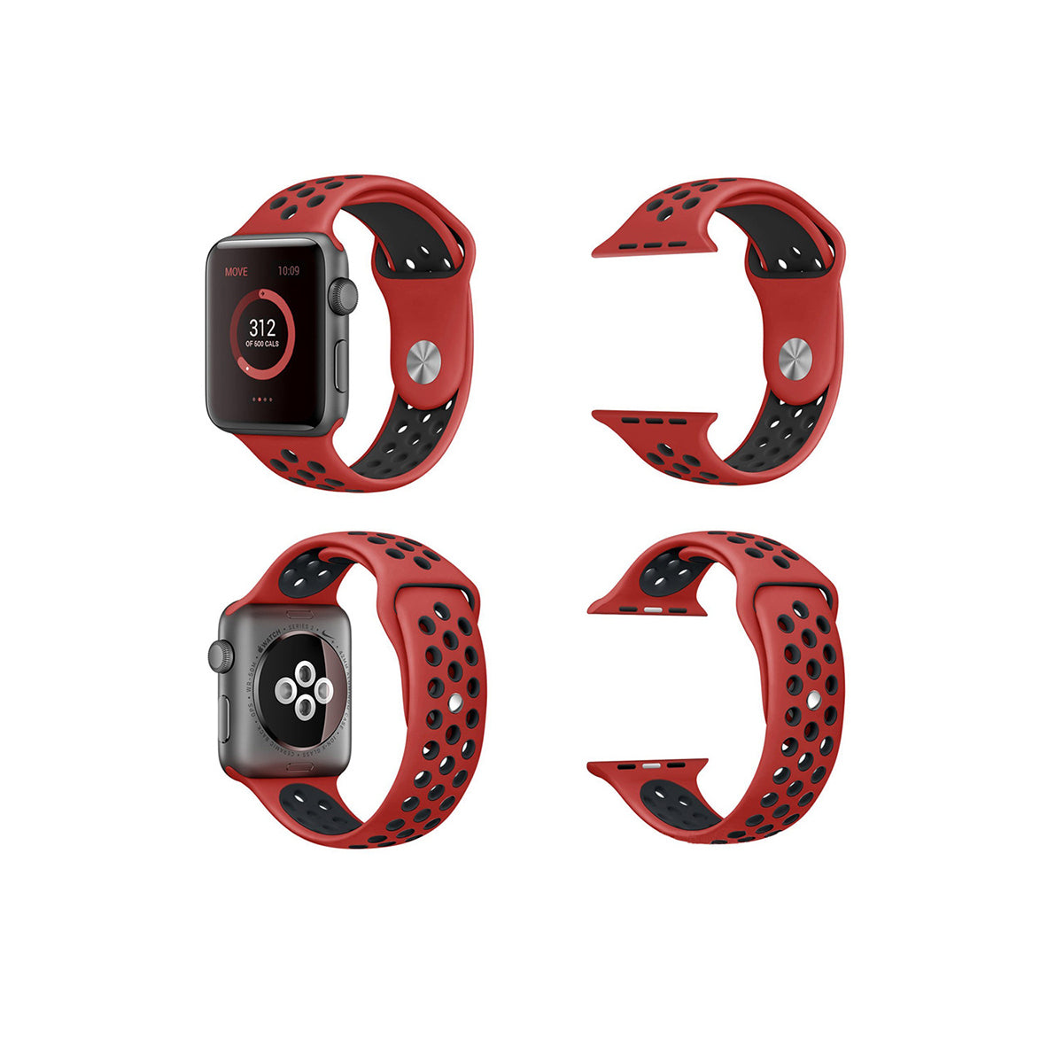 Airvent Apple Watch Bands Replacement Strap 38MM/40MM/41MM Red + Black Vents 